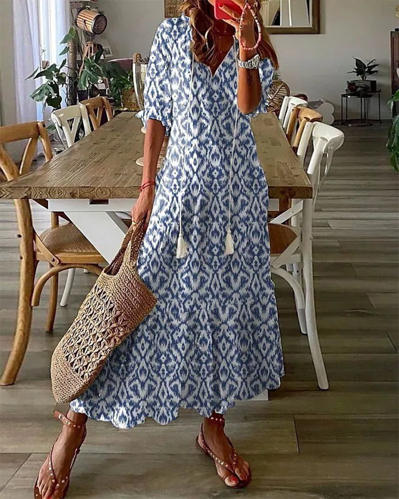 Aria Boho Tummy Coverage Dress in blue