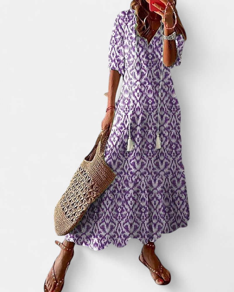 Cassia Boho Tummy Coverage Dress in purple