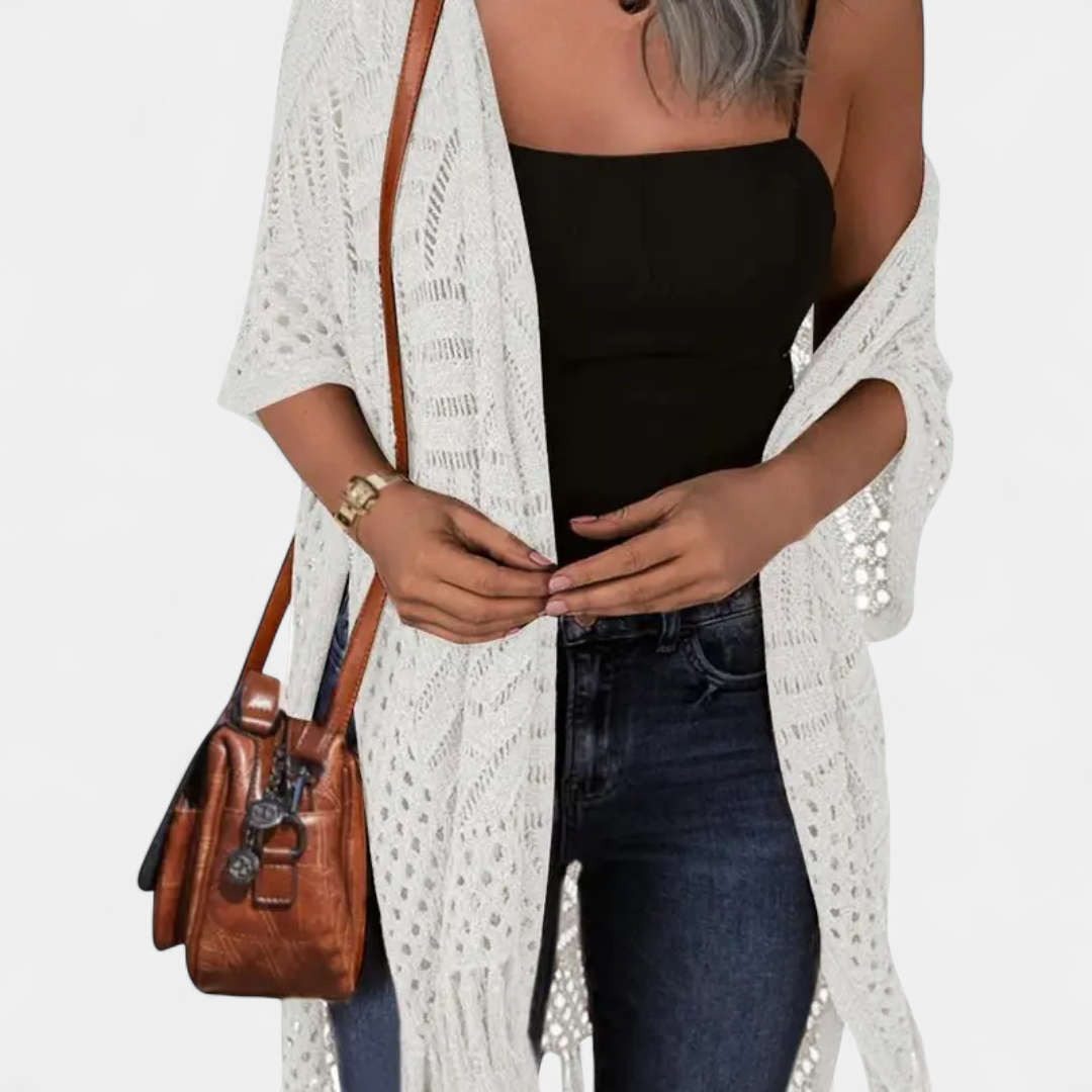 Sol ne Boho Crochet Tassel in white
