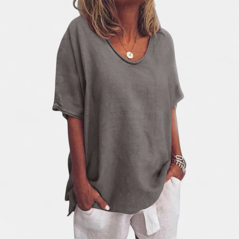 Callie Loose Fit Top in dark grey
