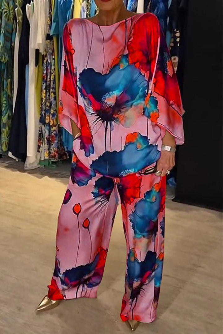 Emmarie Classy Printed Set in red
