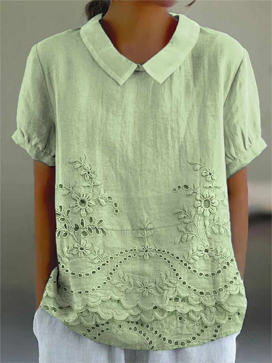 Lily Floral Embroidered Shirt in green