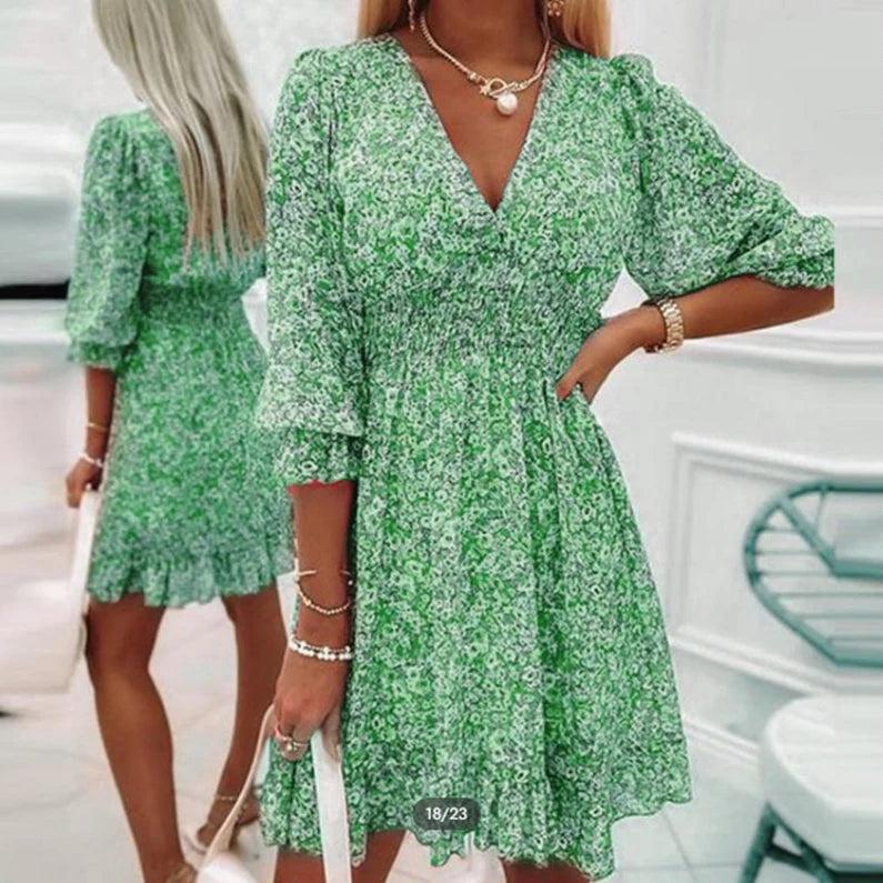 Sunna Floral Dress in green