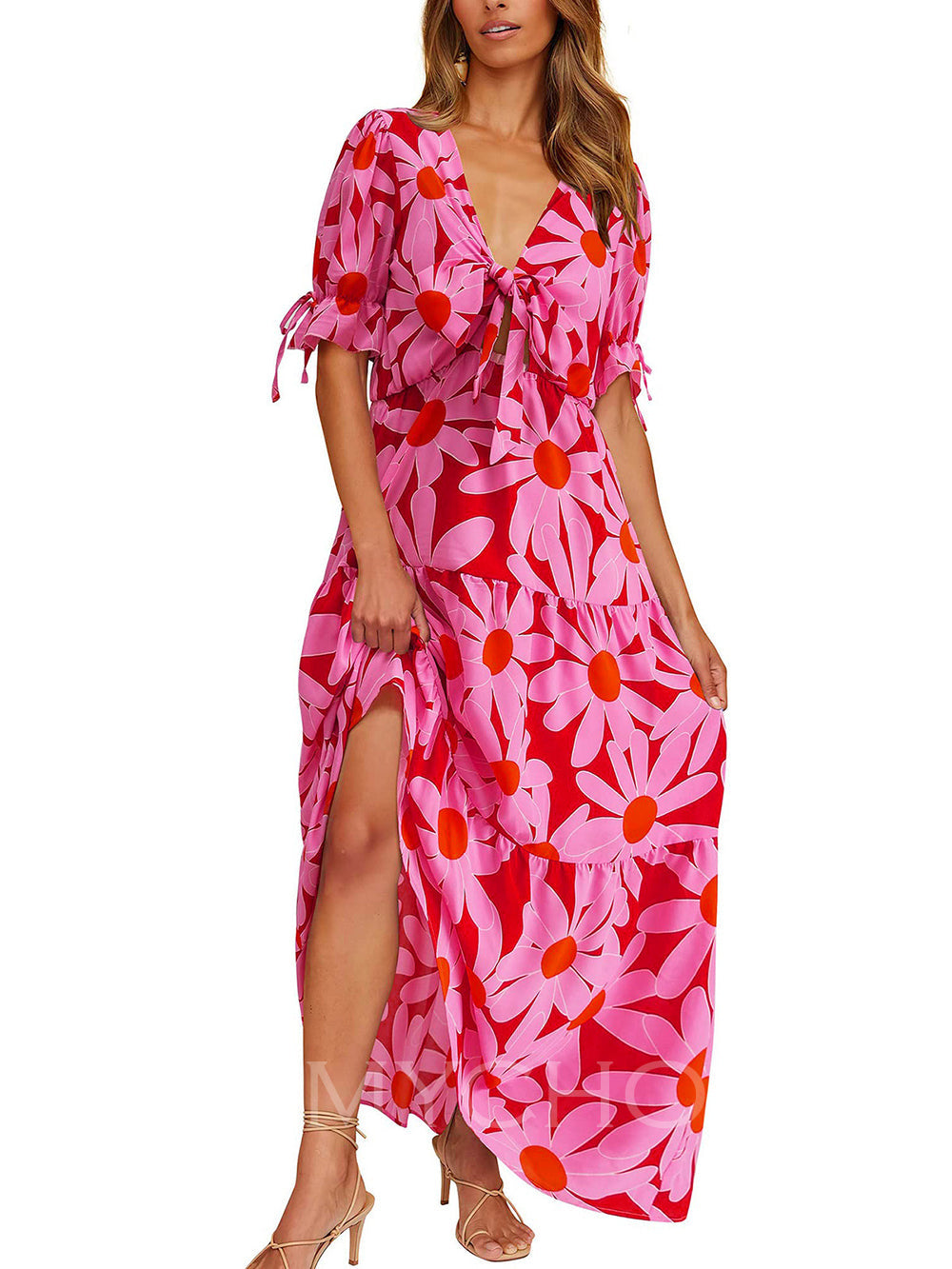 Floral Beach Dress with Short in red