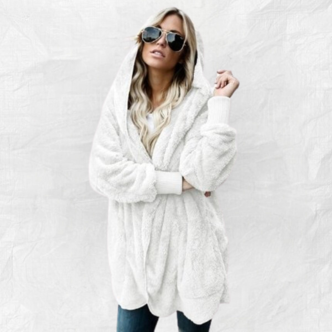 Ally Double Fleece Cardigan in pure white
