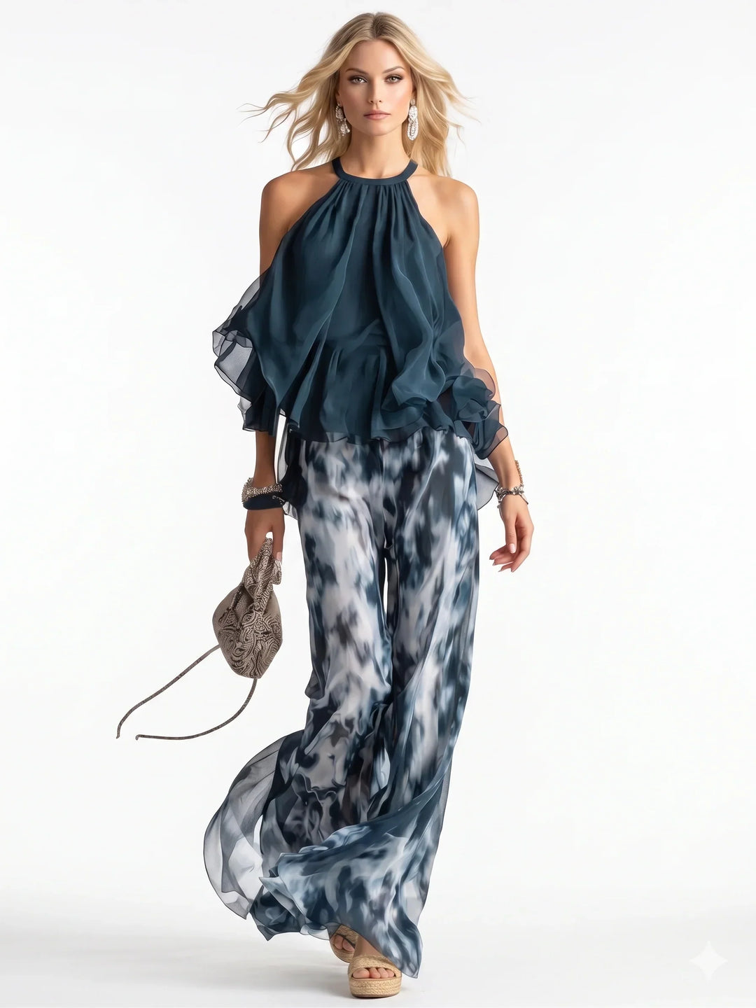 Elegant Two-piece Chiffon Set