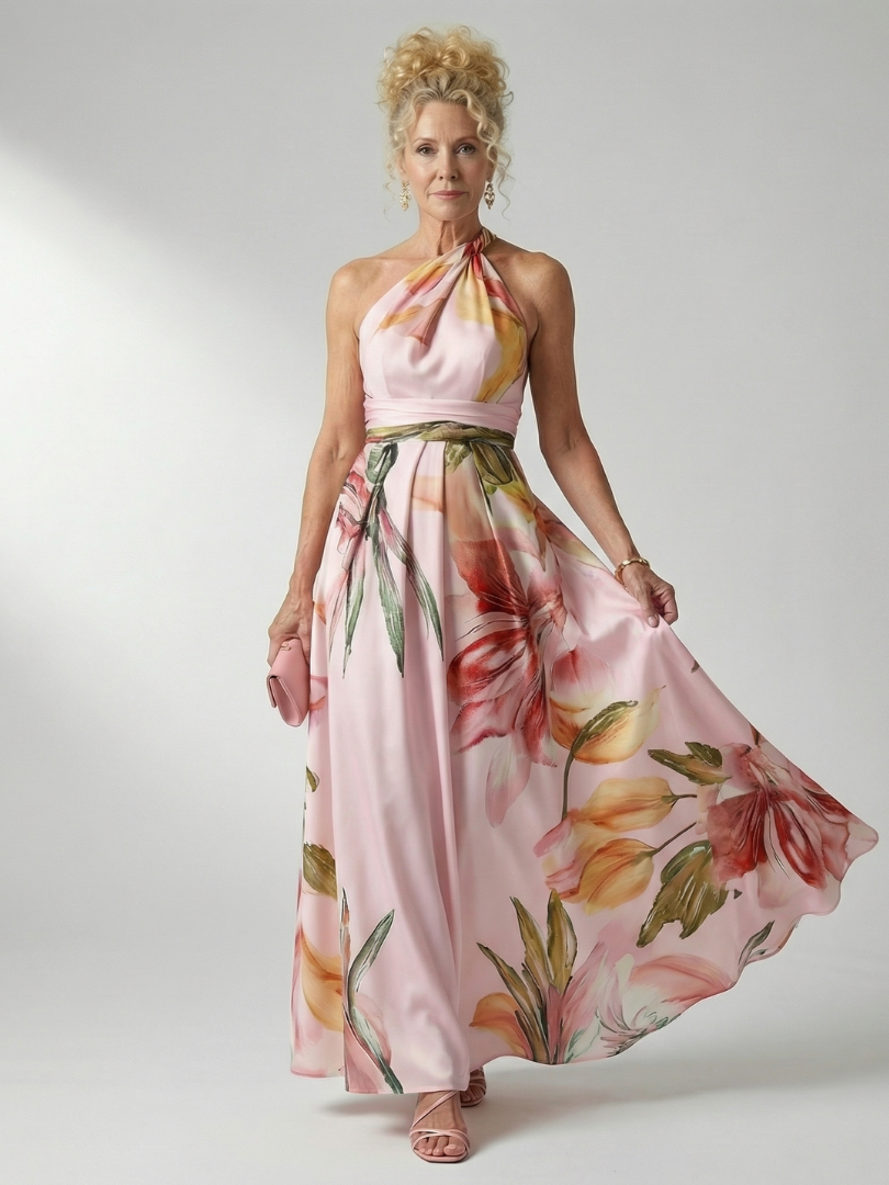 Amiel Light Floral Maxi Dress in pink