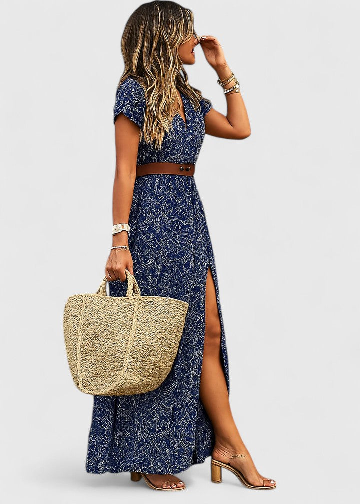 Lorraine Boho Maxi Dress in blue