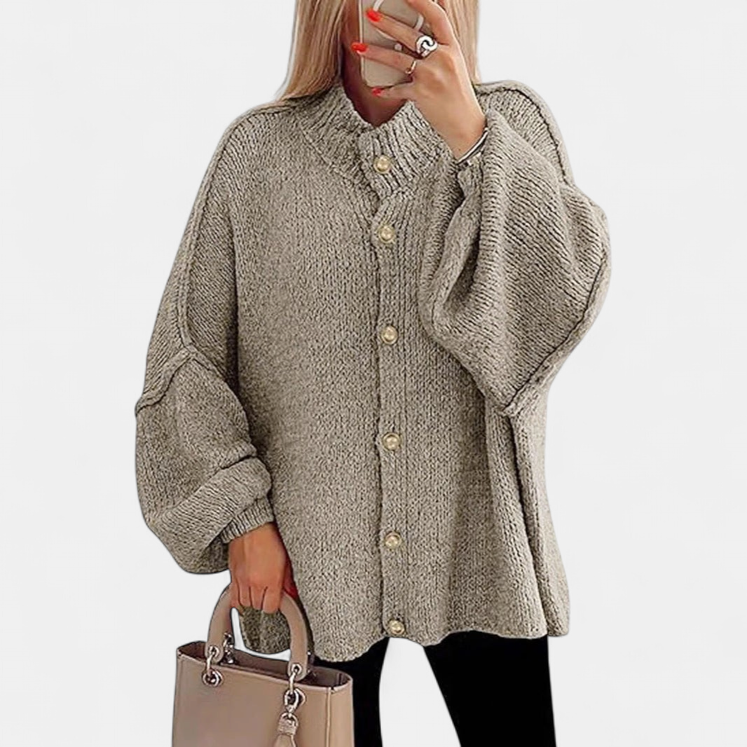 Olivia Women Chunky Knit Button in matcha