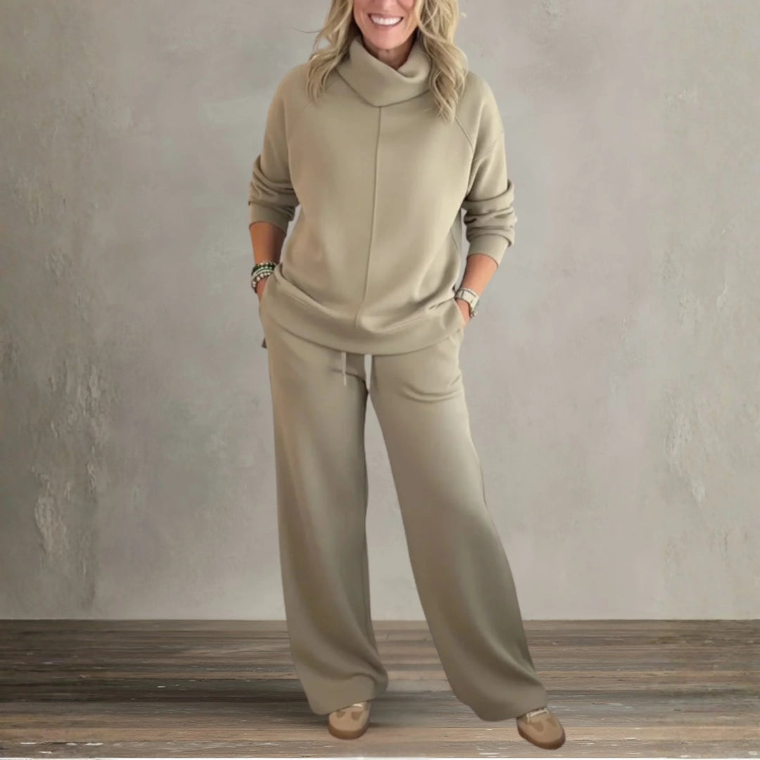 Sandy Breathable Knit Two-piece Set in beige