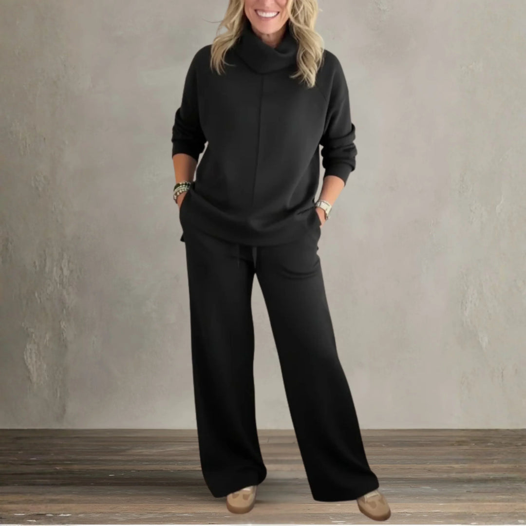 Sandy Breathable Knit Two-piece Set in black