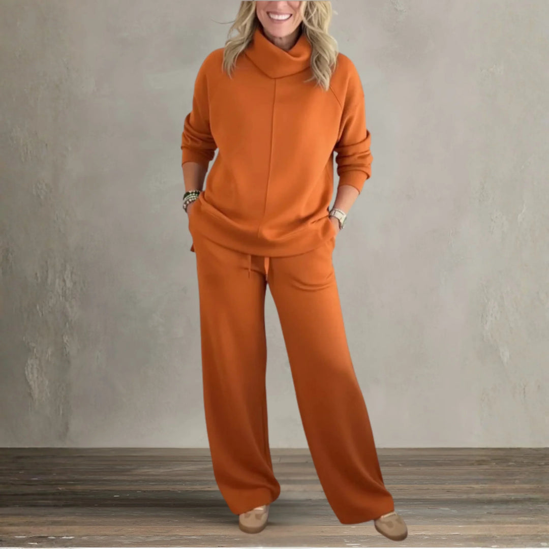 Sandy Breathable Knit Two-piece Set in orange