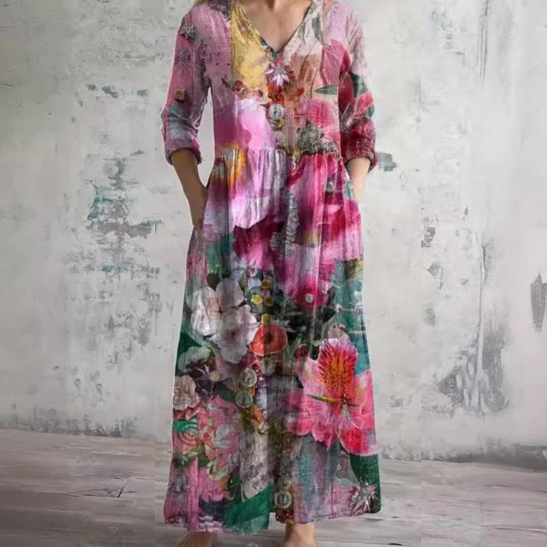 Lynn Floral Summer Dress in pink