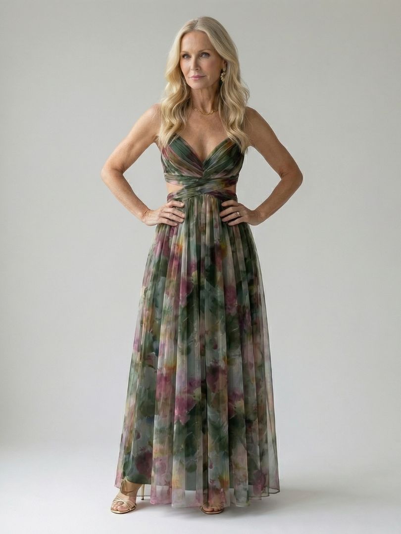 Irena Maxi Wrap Dress in dark green