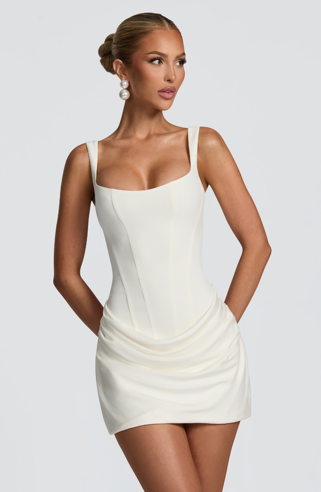 Amerie Hourglass Mini Dress in ivory