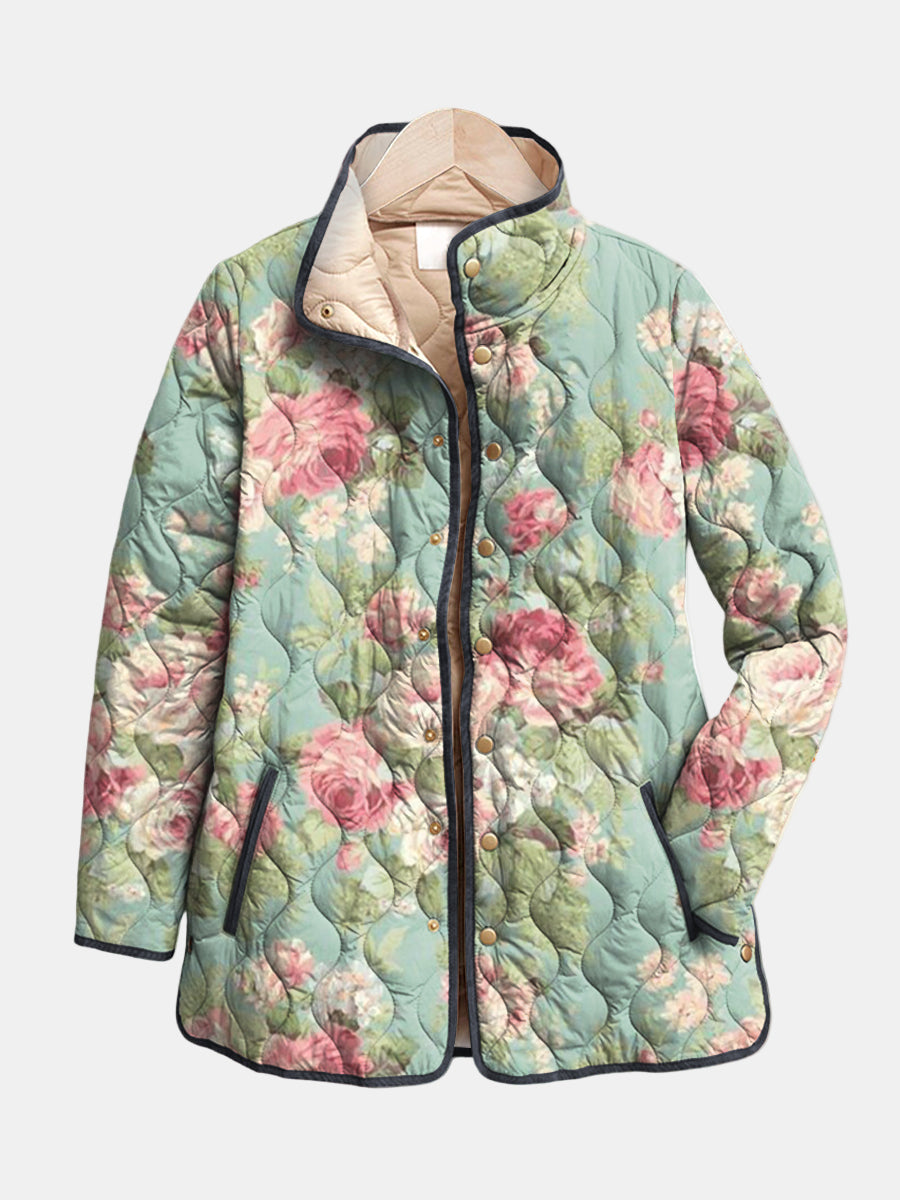 Carys Retro Floral Patterned Quilted in multicolour