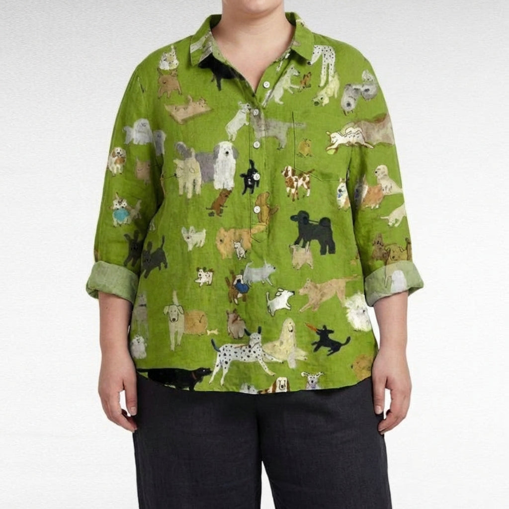 Dilys Linne Summer Blouse in green