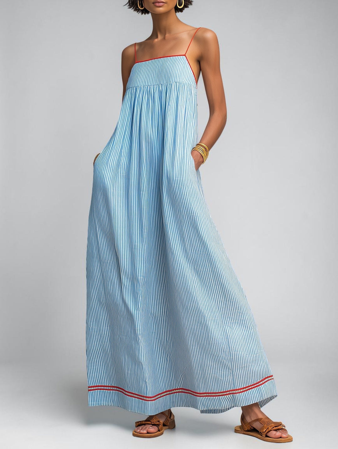 Pamela Flowing Summer Maxi Dress in blue