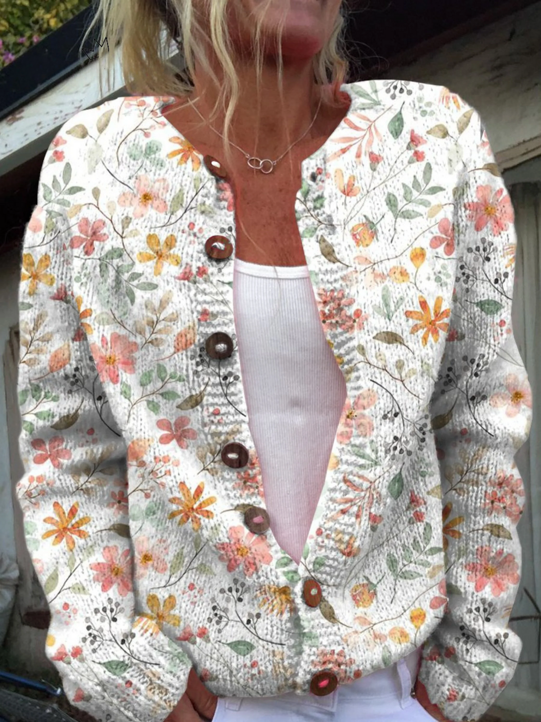 Greta Watercolor Floral Handmade Knit