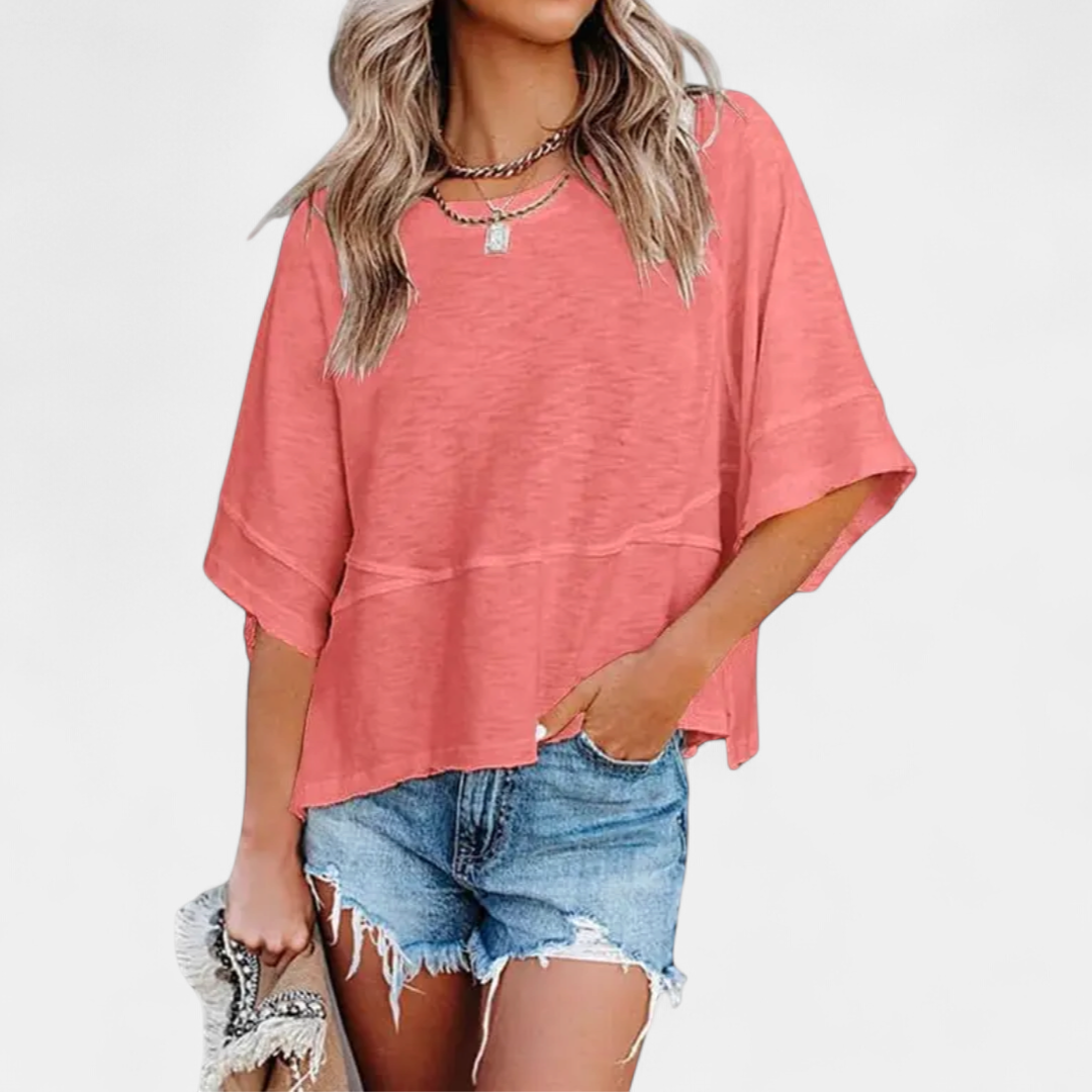 Blossom Flare Sleeve Blouse in pink