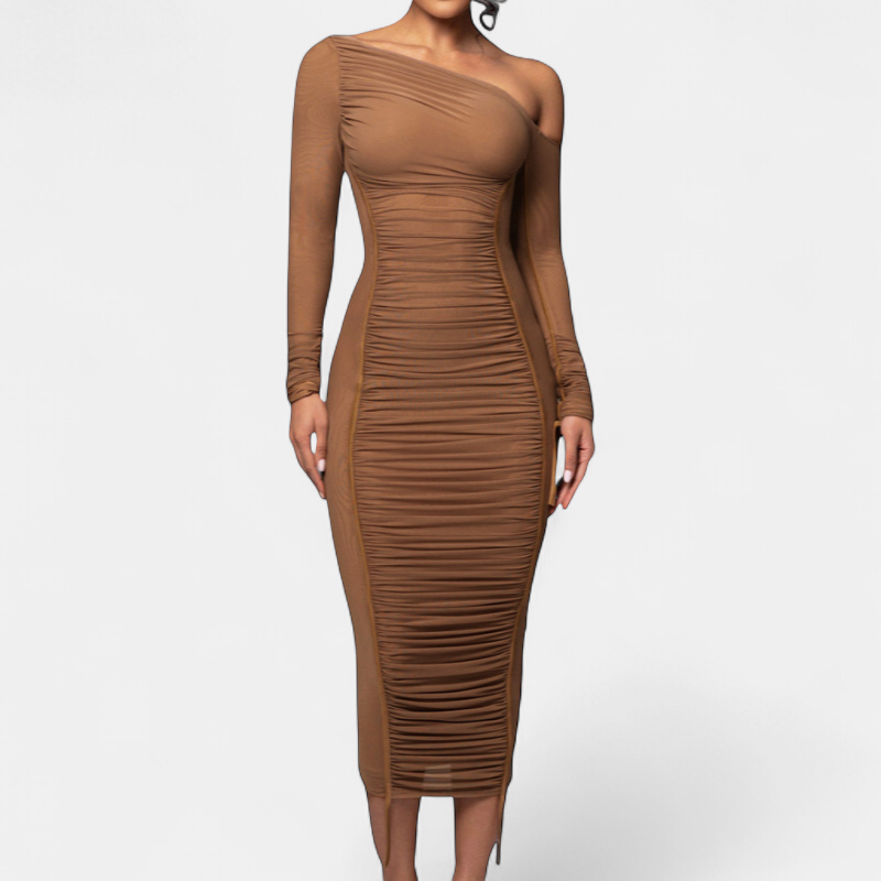 Jaycee Long Sleeve Bodycon Dress in brown