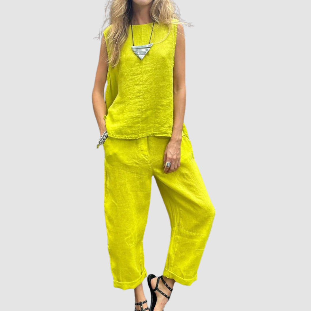 Suzette Lightweight Two-piece Summer Set in yellow