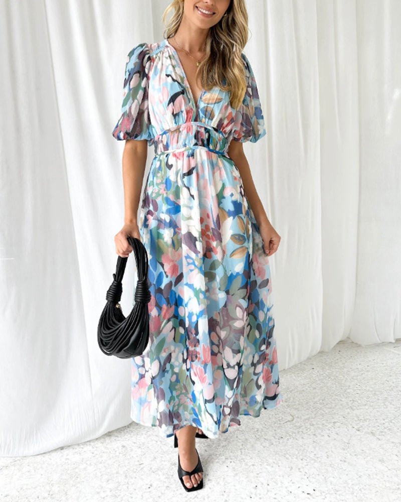 Daliah Floral Dress in blue