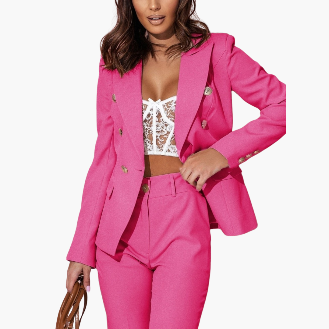Alice Long Sleeve Suit in hot pink