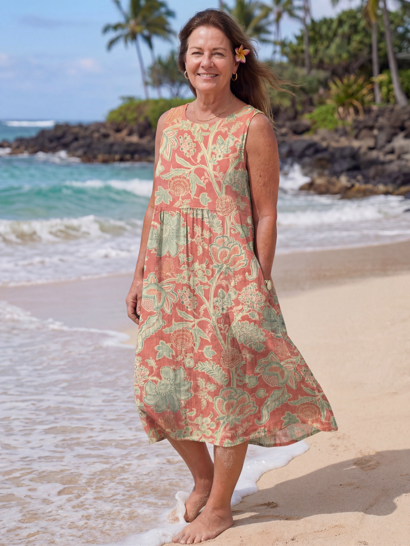 Maui Beach Midi Dress in floral