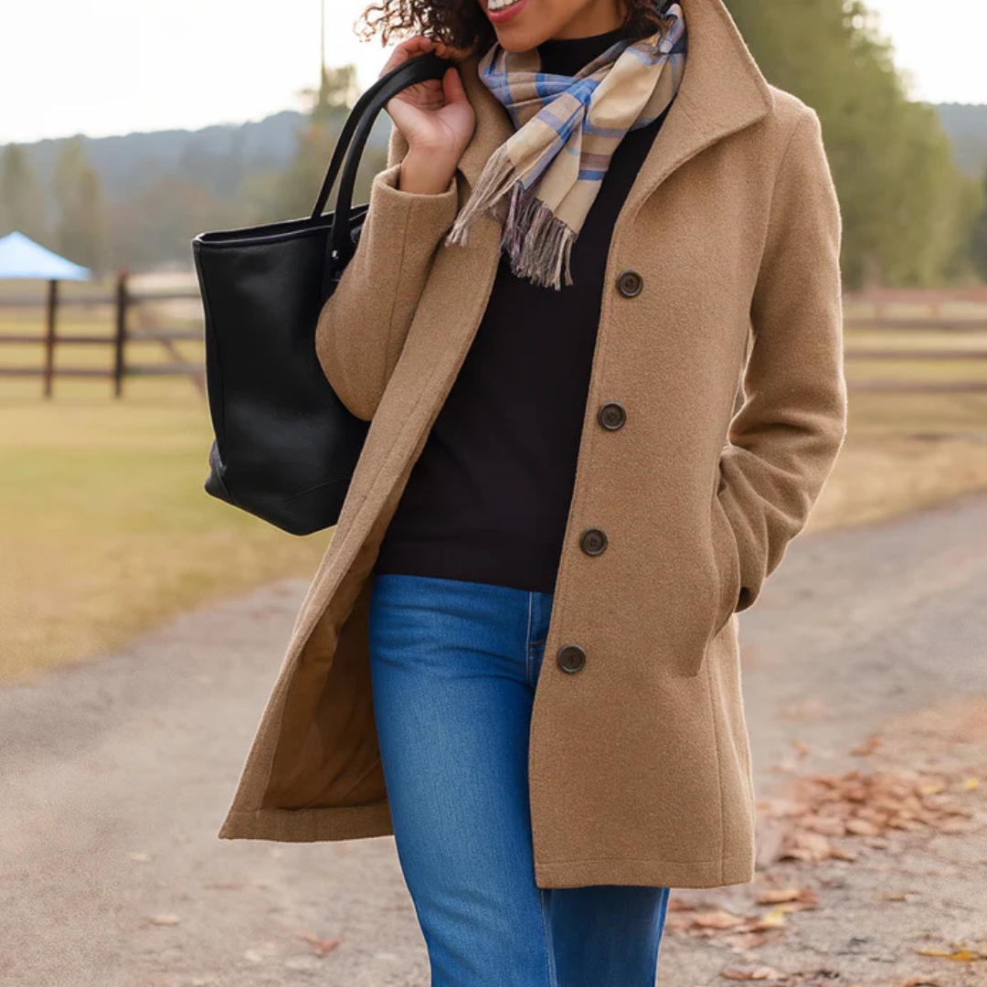 Lyzia Classic Coat For Chilly in khaki