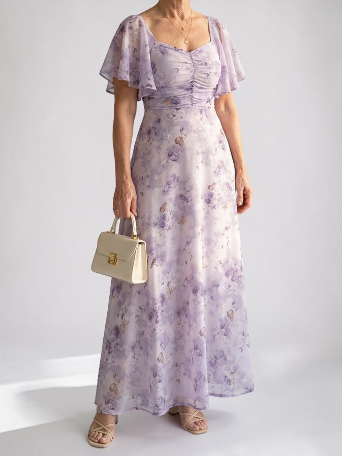 Patrycja Ruffled Sleeve Midi Dress in floral