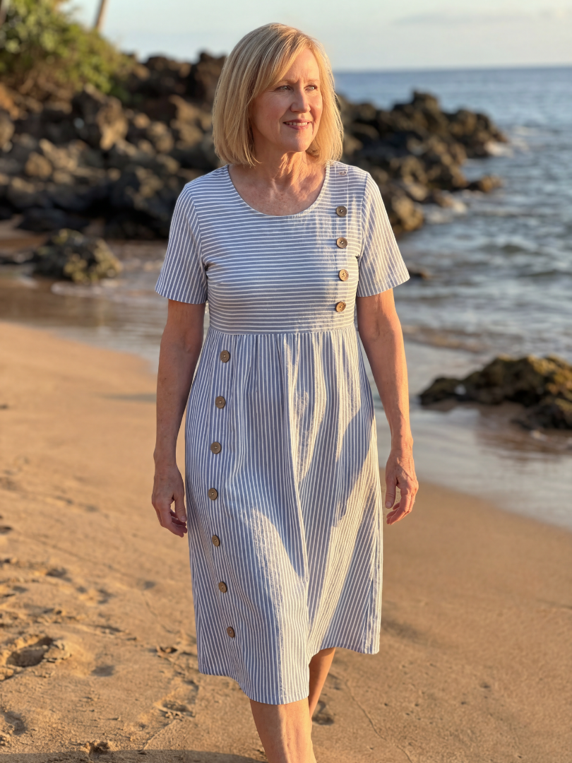 Anela Harbor Midi Dress in white