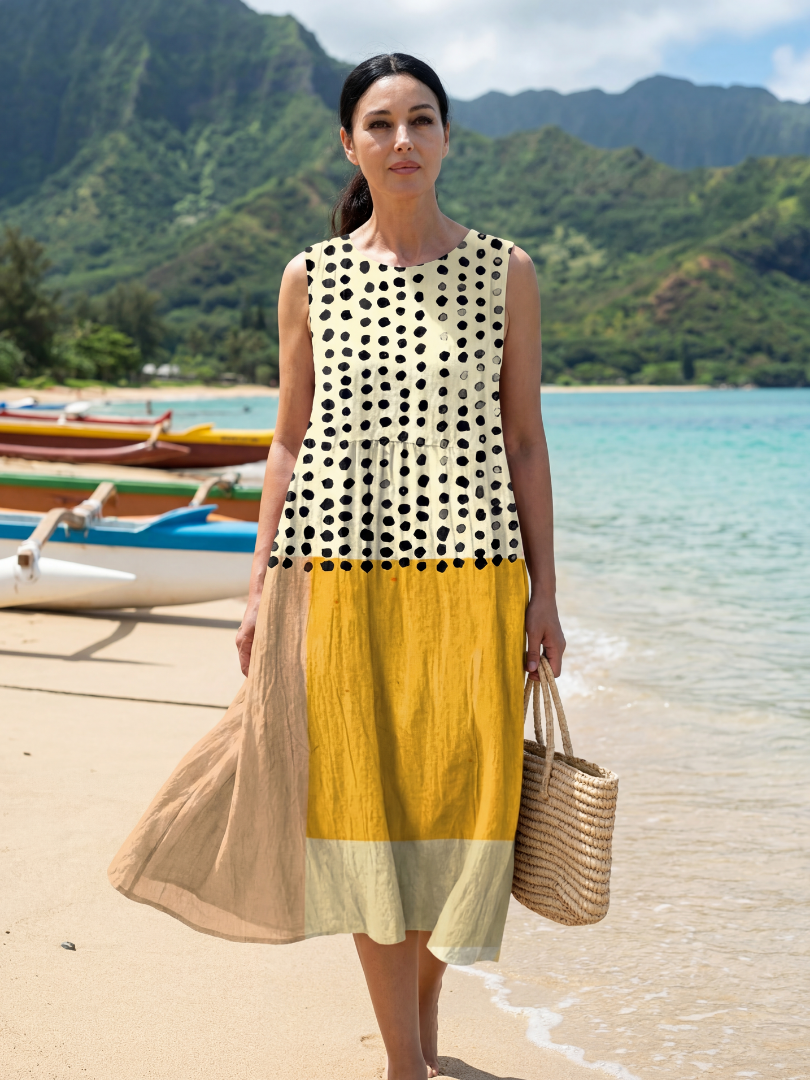 Hugo Garden Dot Midi Dress in yellow