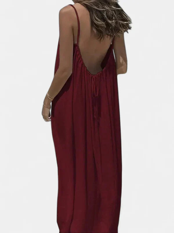 Brittany Sleeveless Cami Lounge Dress in burgundy