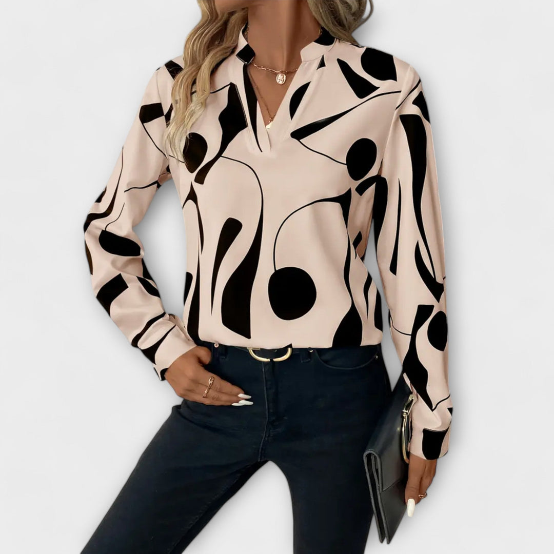 Lara Blouse with Design in beige