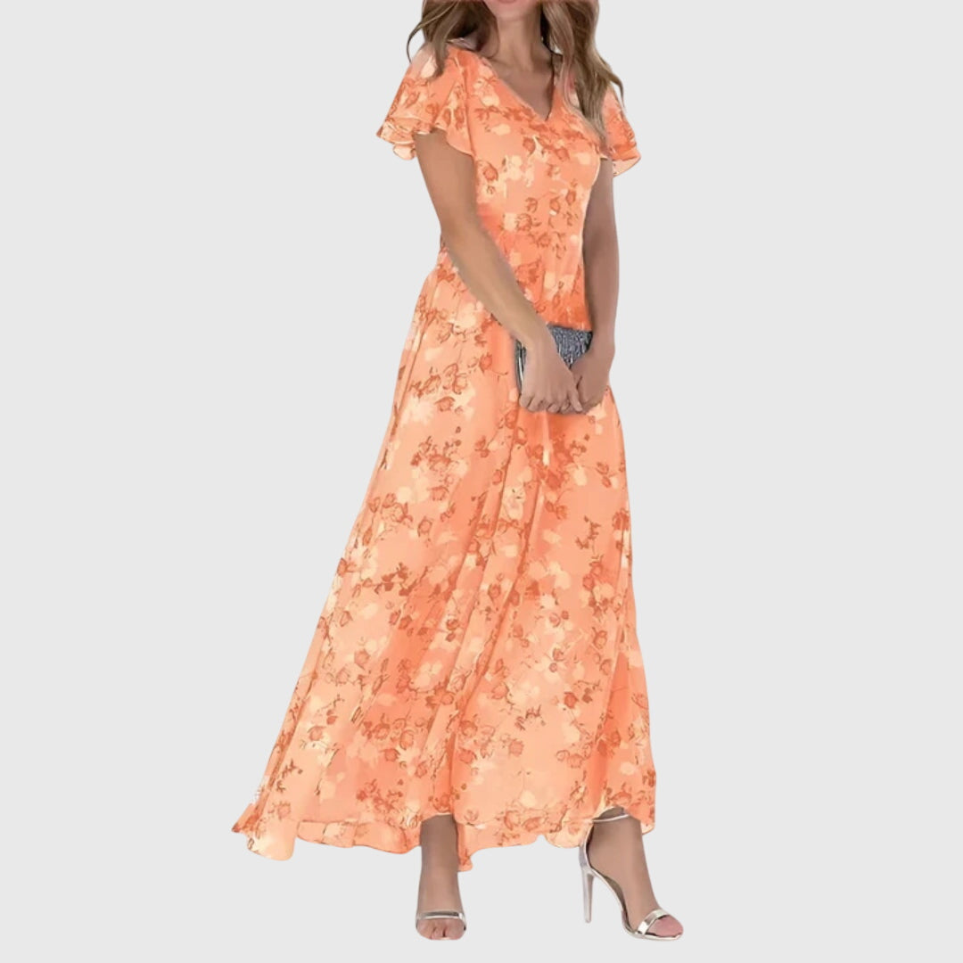 Lola Figure Flattering Dress in orange