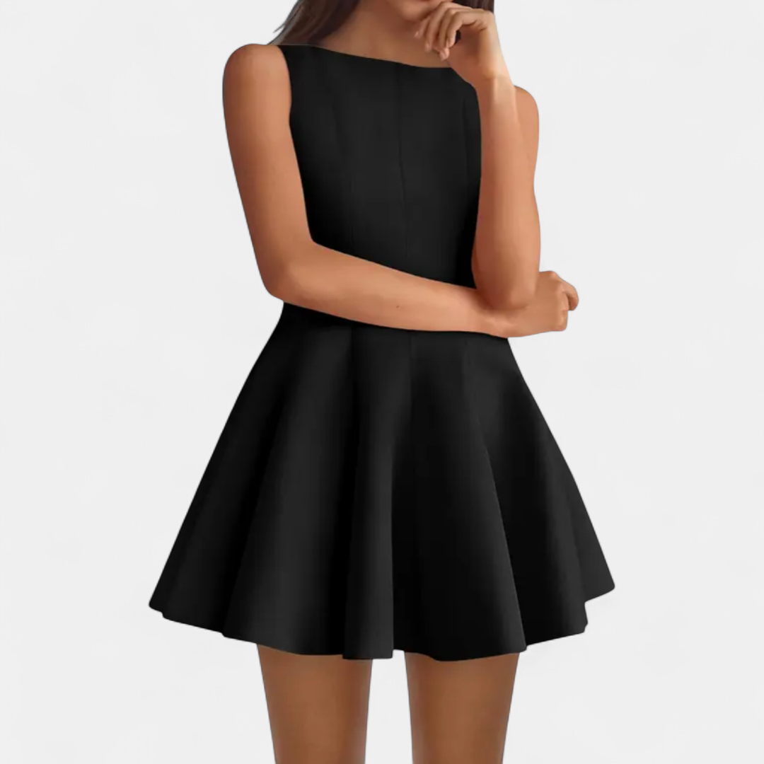 Imogen Sleeveless Boat Neck Dress in black