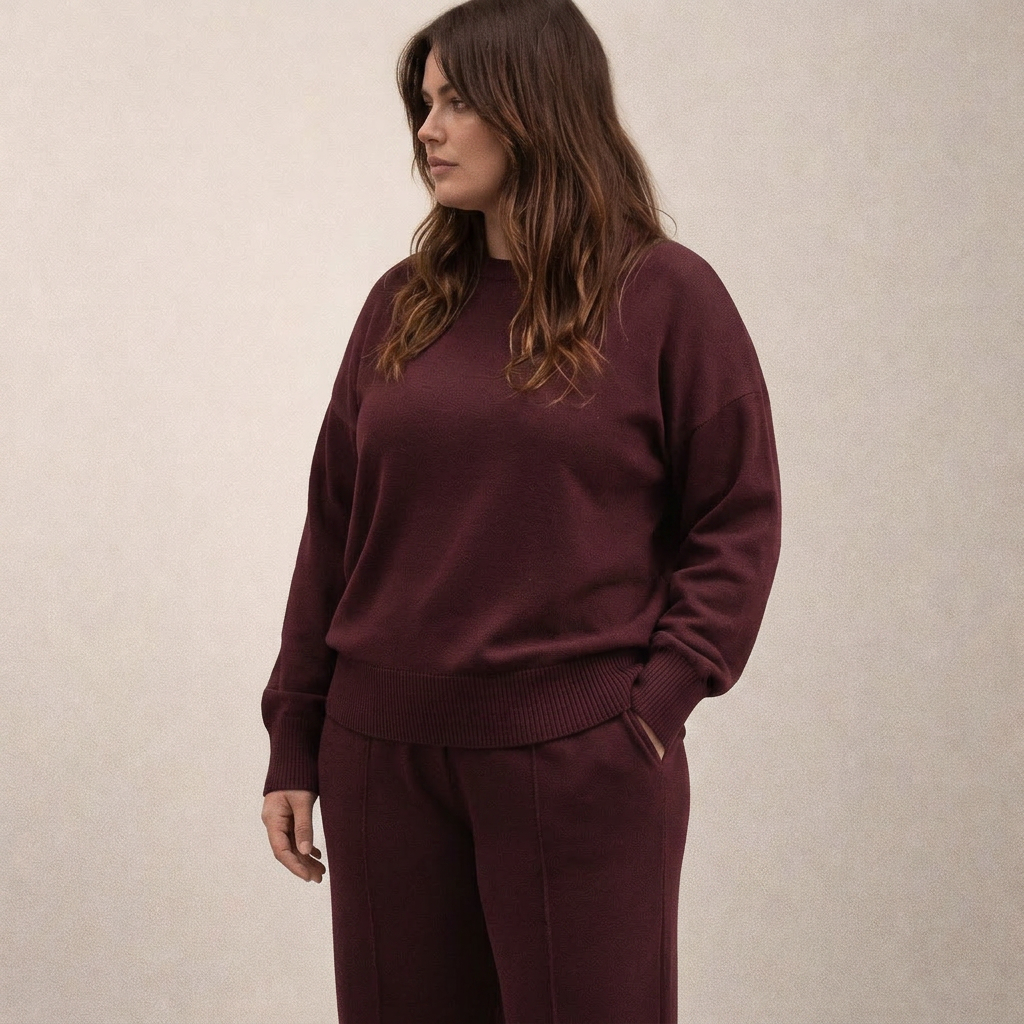 Lowri Knit Set in burgundy