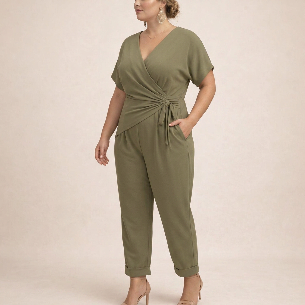 Junia Wrap Jumpsuit in khaki