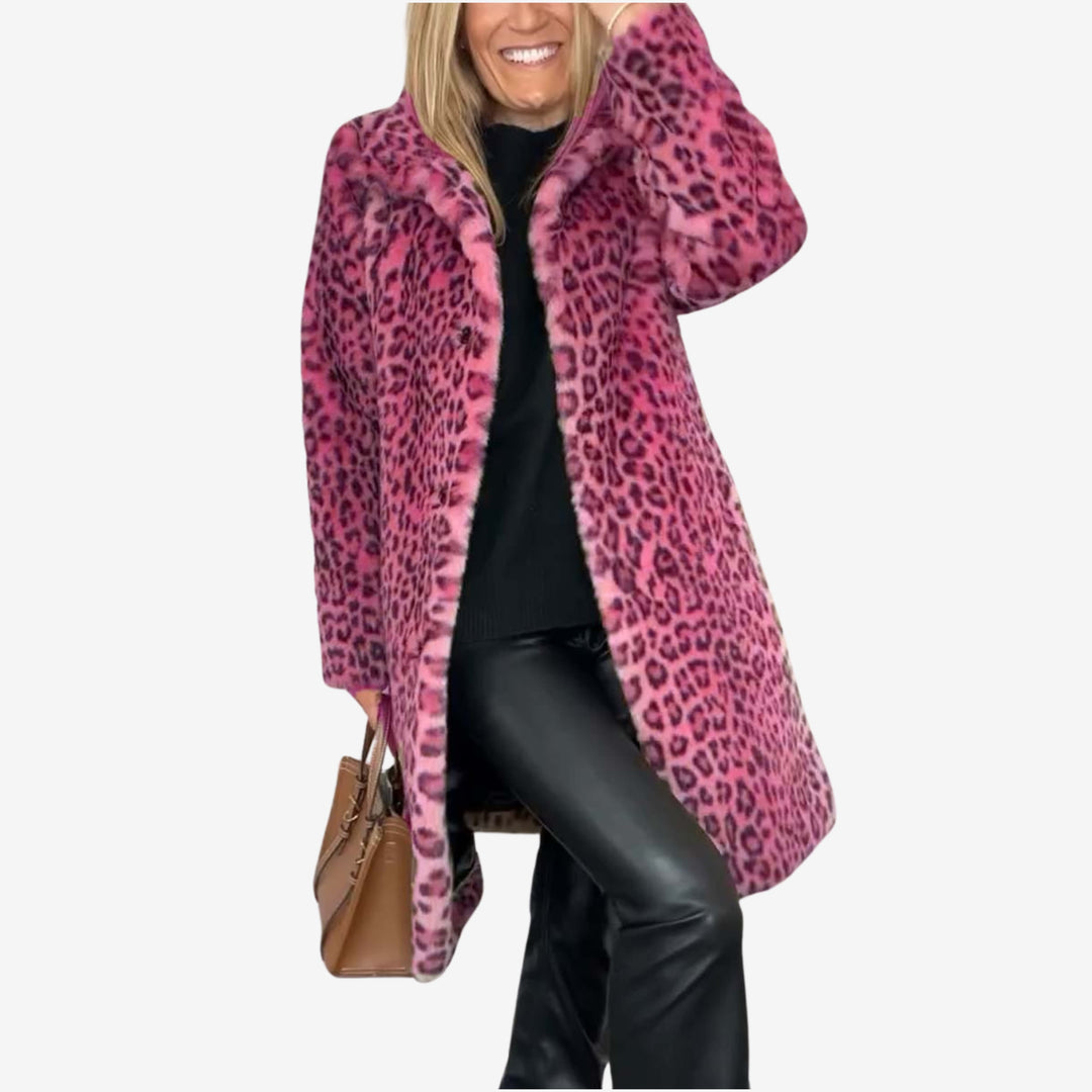 Hallie Leopard Print Coat in pink