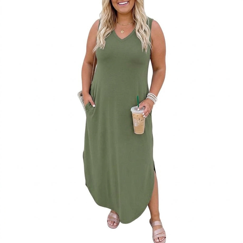 Adair Boho Sleeveless Dress in green