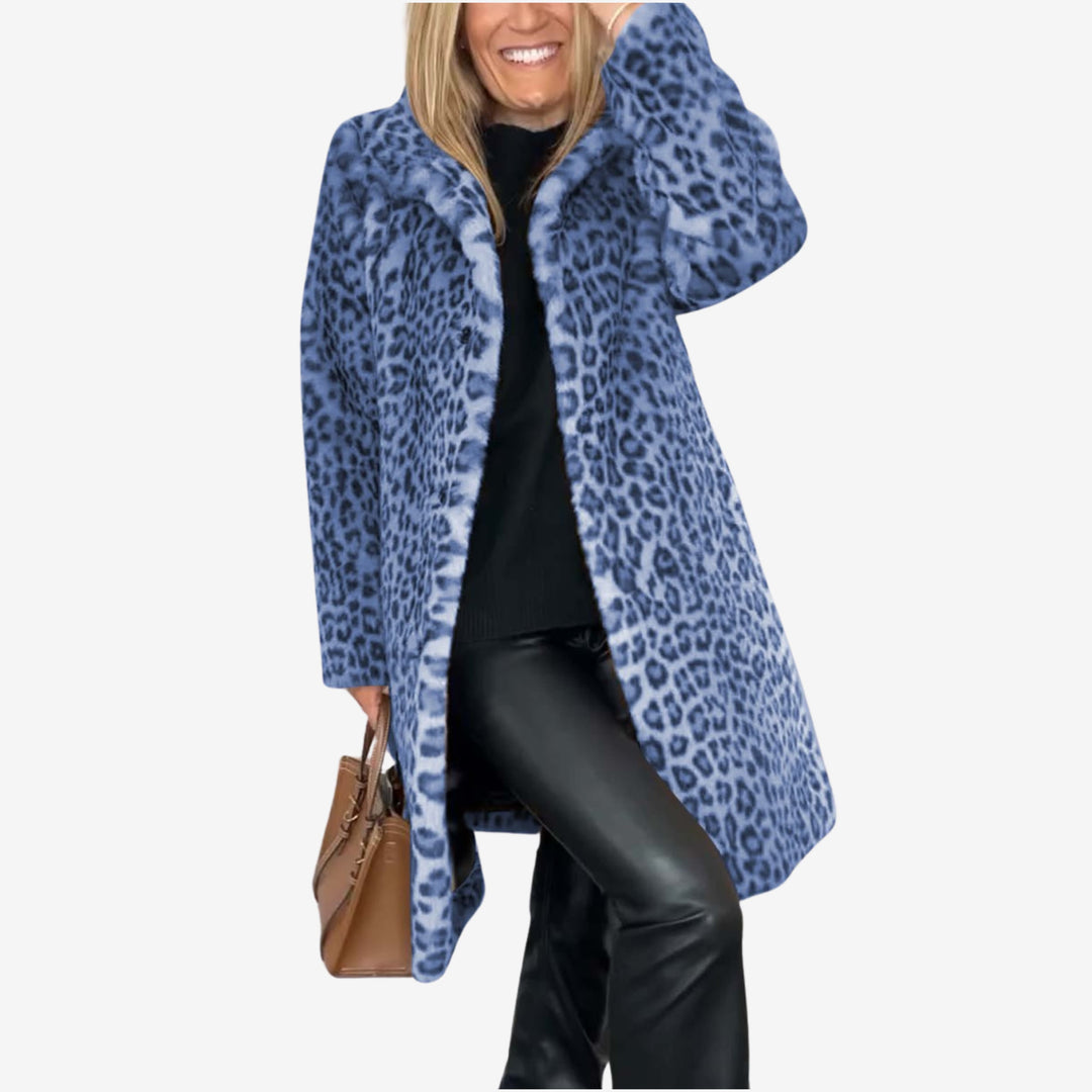 Hallie Leopard Print Coat in blue