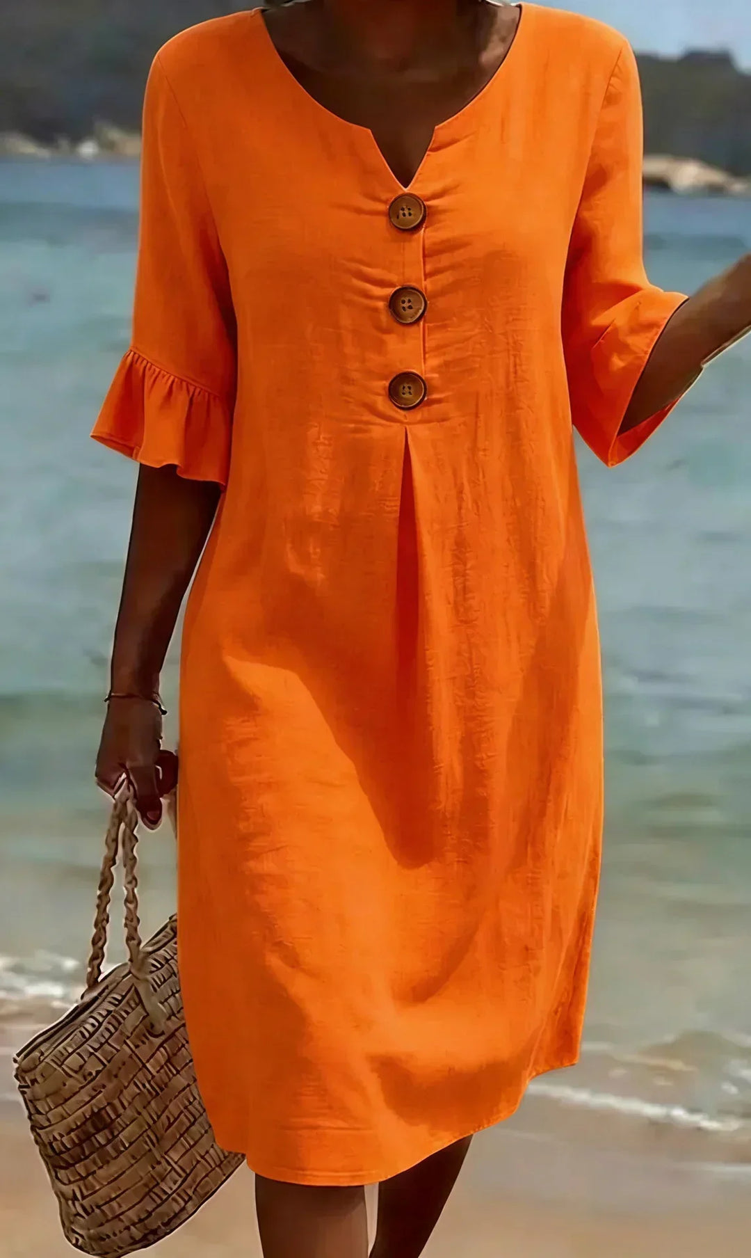 Radmila Textured Long Sleeve Dress in terracotta