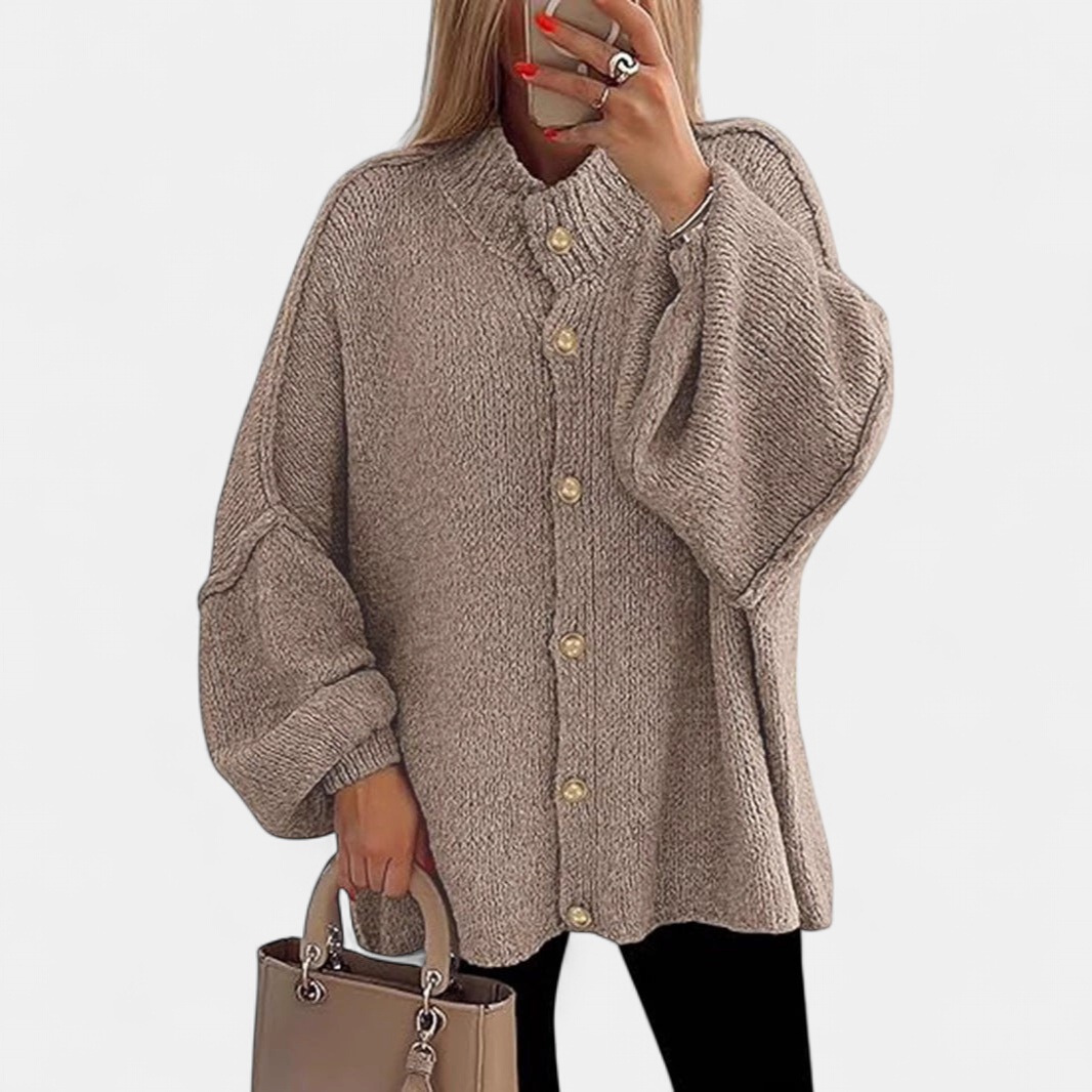 Olivia Women Chunky Knit Button in khaki