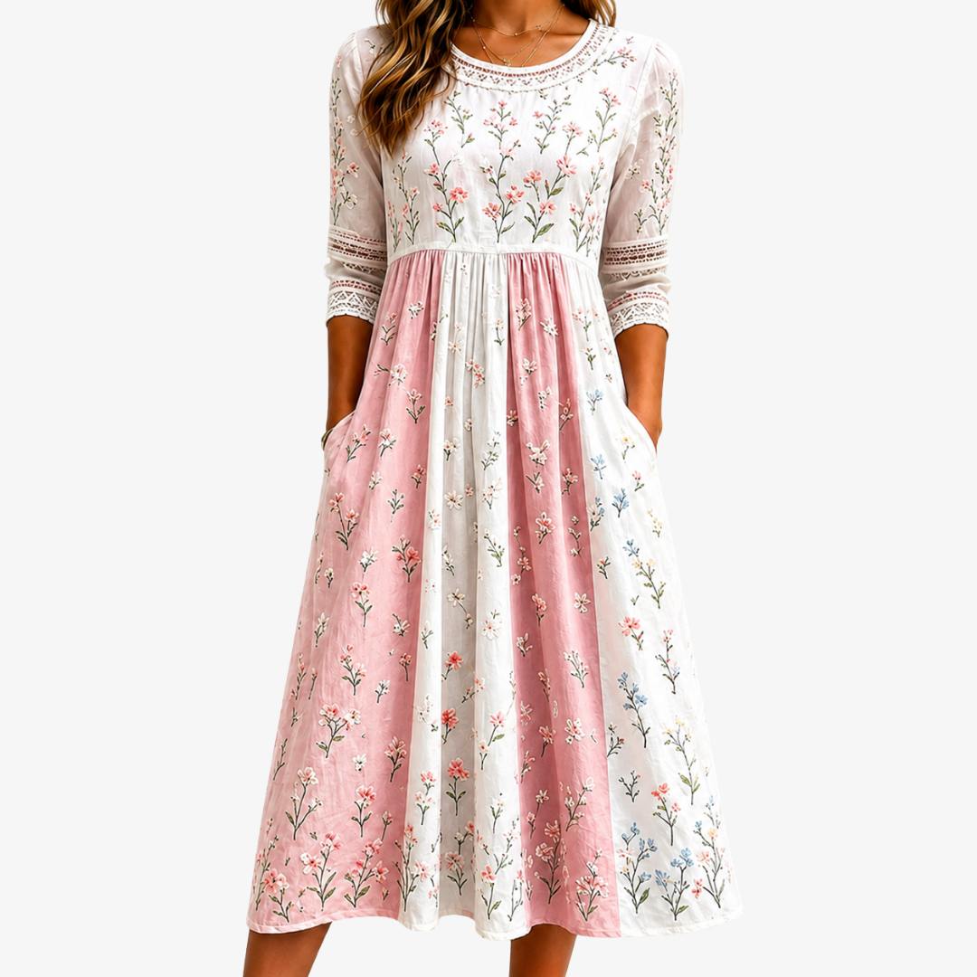 Blush Meadow Patchwork Pocket Midi