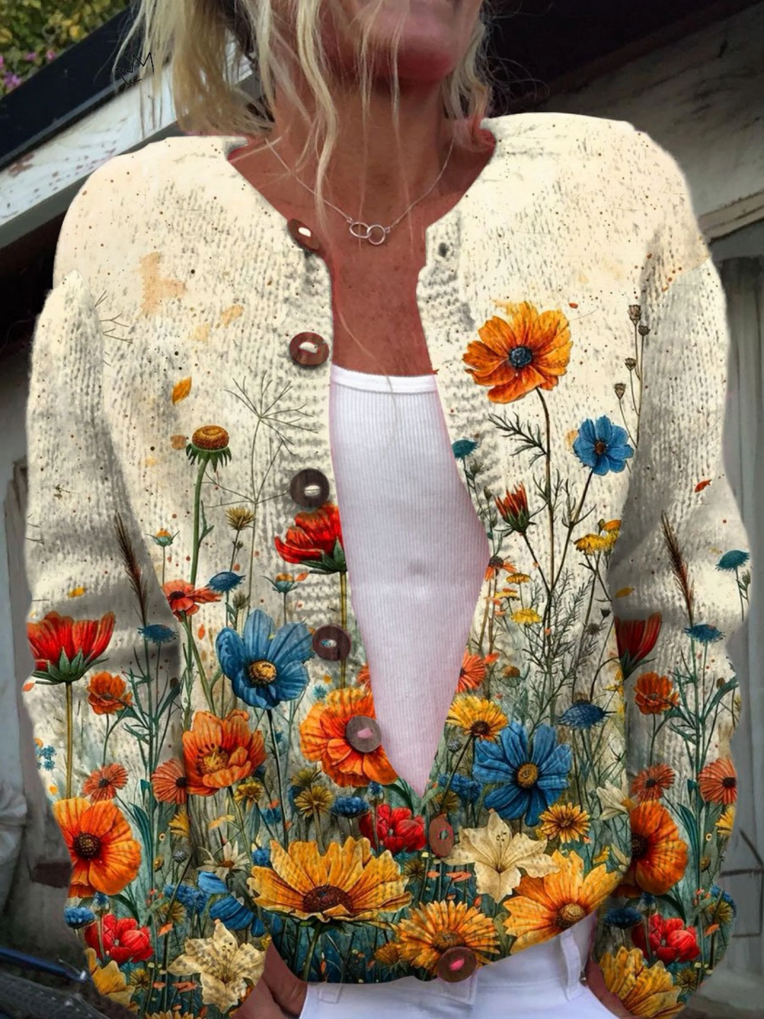 Floraven Vintage Floral Print Cardigan