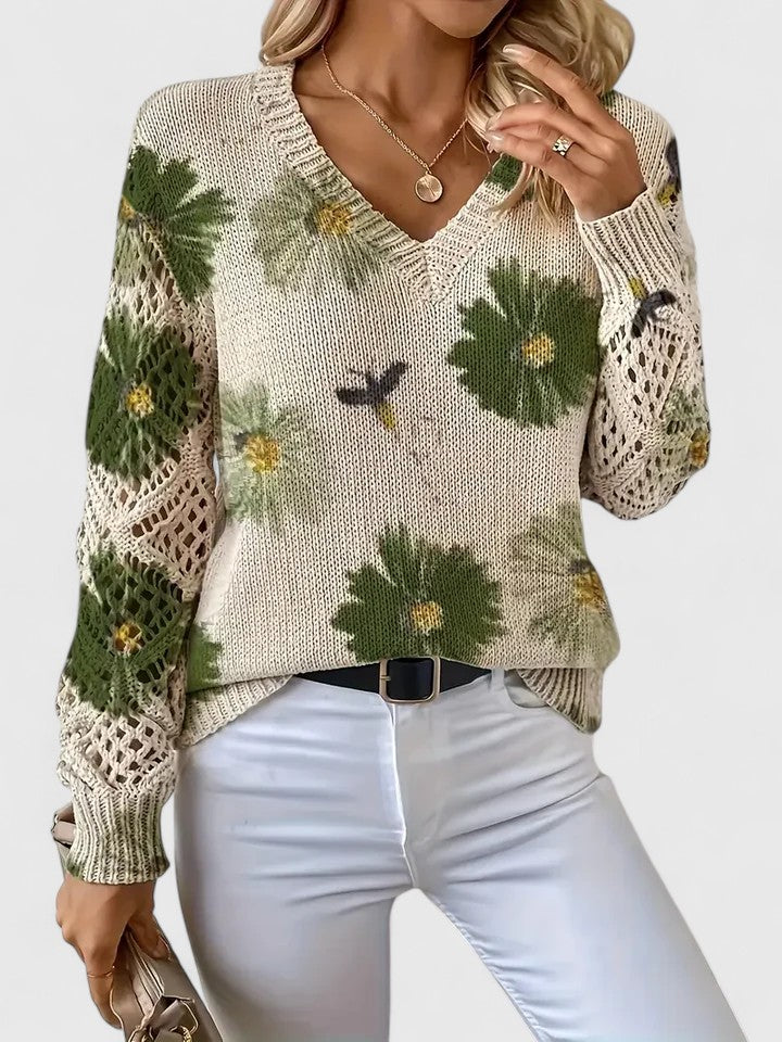 Aurelia Floral Sweater in green