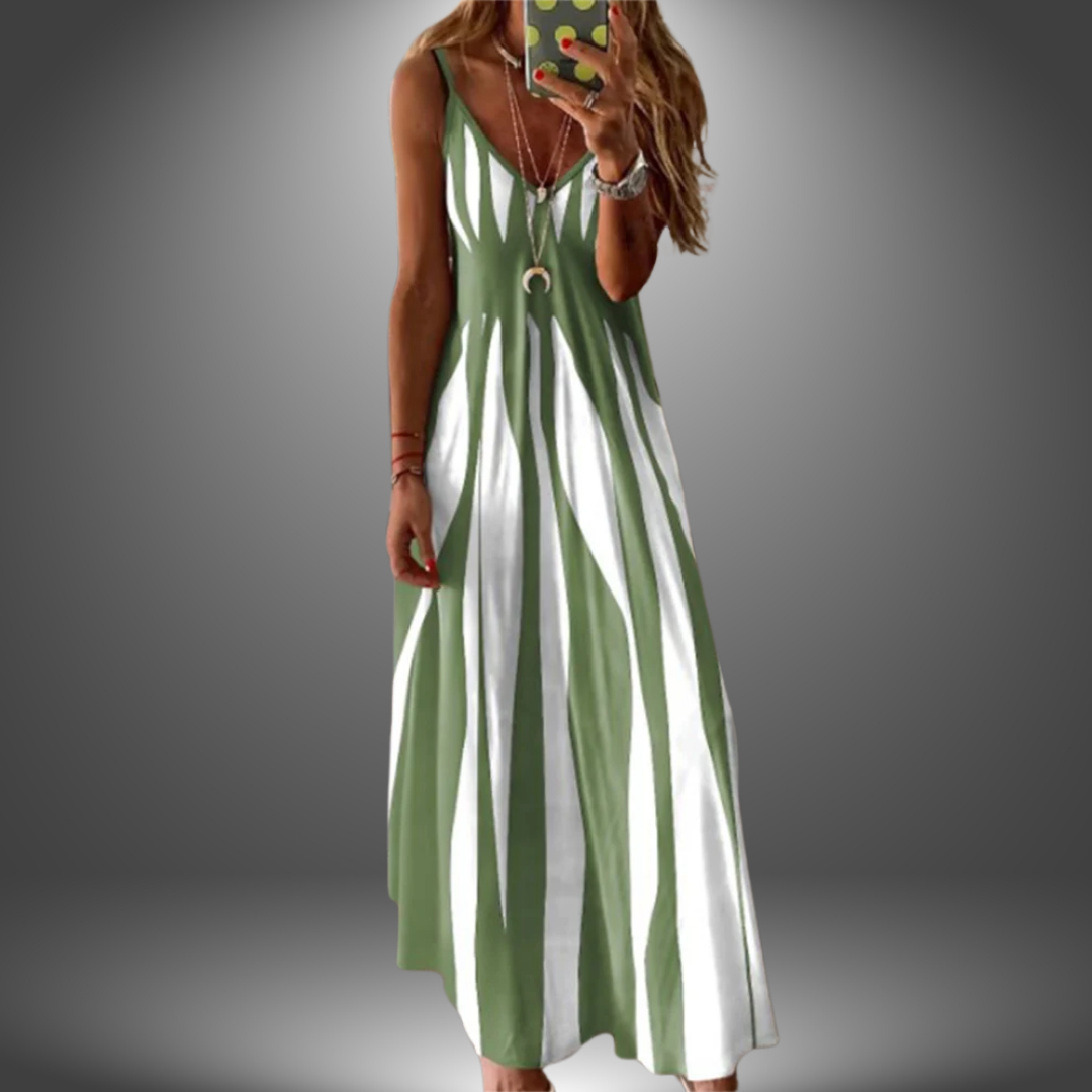 Angela and Long Dress in light green