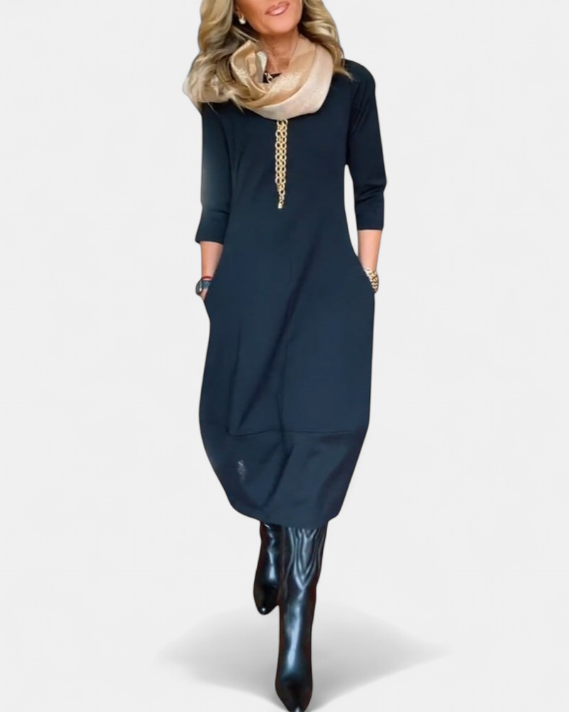 Anora Luxe Elegance Dress in navy blue