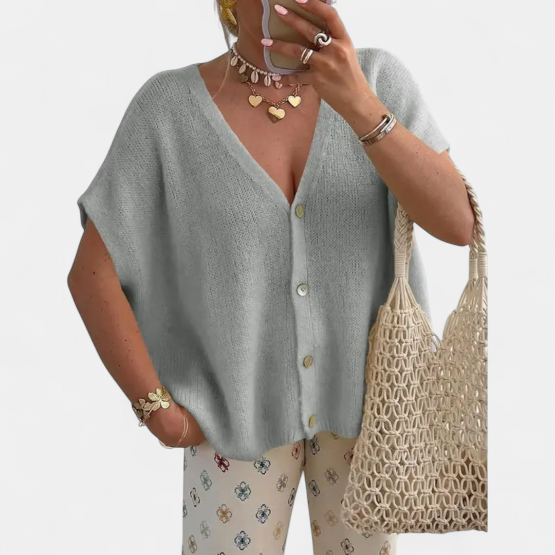 Saoirse V-neck Knit Cardigan in gray